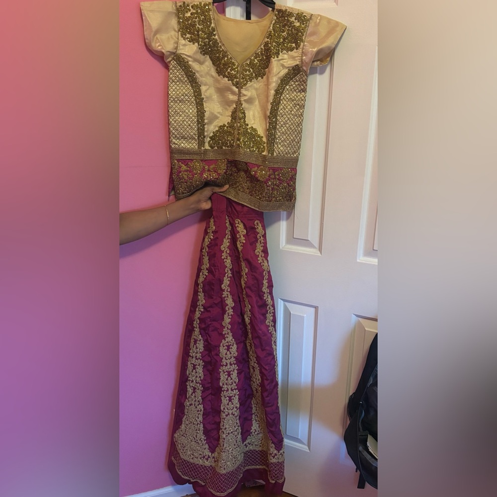 Elegant Pink and Gold Traditional Outfit